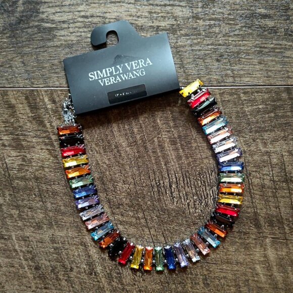 Simply Vera Vera Wang Silver Tone Rainbow Bars Collar Necklace - Picture 3 of 3